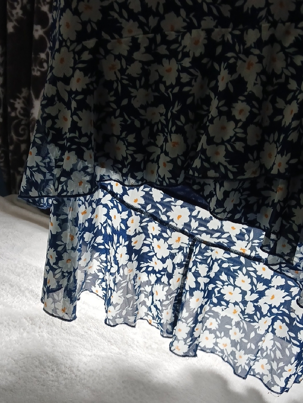 Women’s Navy Floral Midi Dress with V-Neck - Picture 9 of 10
